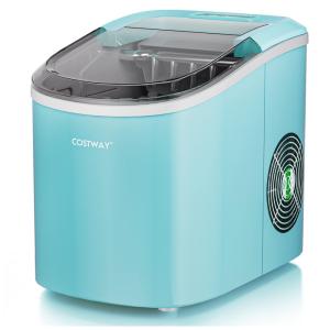 Máquina de Gelo até 12 kg em 24H Portátil com Colher e Cesta de Gelo, 110V, COSTWAY, Verde