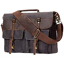 emissary Bolsa, Pasta de Couro e Lona para Laptop Marrom
