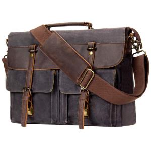 emissary Bolsa, Pasta de Couro e Lona para Laptop Marrom