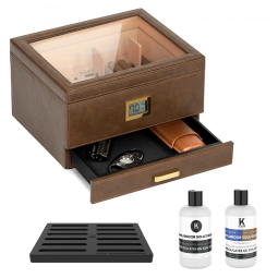 Umidor de Charutos Belmont da CASE ELEGANCE com Sistema Prático de Umidificação, Cedro Resistente, Medidor de Umidade Digital