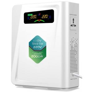 Transformador de Tensão 110V para 220V ou 120V para 240V, Potência de 2000W com 10 Funções, ZHENGXI, Branco