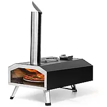 Forno de Pizza a Gás Portátil com Casca de Pizza, Bolsa de Transporte e Pedra de Pizza Rotativa, OUTFINE, Preto