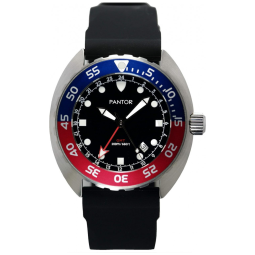 Relógio Masculino Analógico GMT de Quartzo em Aço Inoxidável, PANTOR Nautilus, Preto