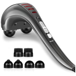 Massageador Terapêutico Elétrico de Percsão com Fio com 6 Acessórios, HANGSUN MG460 US, Cinza