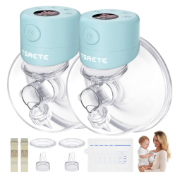 Bomba Tira Leite Elétrica com 2 Modos, 9 Níveis, Display LCD e Modo de Massagem, 2Un, TSRETE, Azul