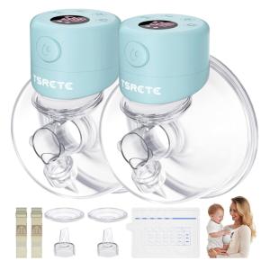 Bomba Tira Leite Elétrica com 2 Modos, 9 Níveis, Display LCD e Modo de Massagem, 2Un, TSRETE, Azul