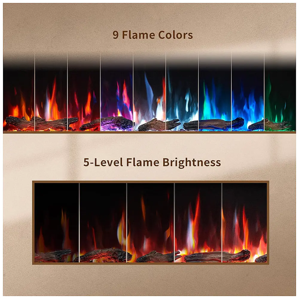 Lareira Elétrica PuraFlame 91x45cm 1500W WiFi Alexa 9 Cores LED Embutir 110V — foto 3