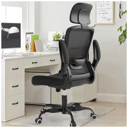 Cadeira de Escritório Ergonômica com Suporte de Cabeça e Lombar, Mimoglad, Preta