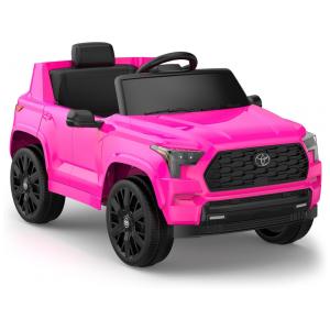 Carro Elétrico Infantil a Bateria com Controle Remoto, Suspensão de Mola, Luzes LED, Bluetooth e 3 Velocidades, 12V, Hetoy, Rosa