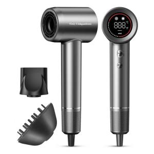 Secador de Cabelo Iônico Negativo com Motor sem Escova de 150.000 RPM para Secagem Rápida, Baixo Ruído, Display HD, Difusor e Bico de