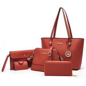 Soperwillton Conjunto de Bolsas para Mulheres de Couro Sintético, 5 Unidades, Marrom