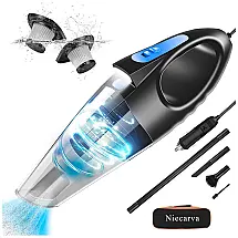 Niecarva SV 07 Aspirador de Pó Automotivo 12V Portátil e Recarregável com Acessórios, Preto