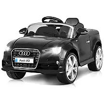 Ride Carrinho, Carro Elétrico Audi A3, 1 lugar, 12V, com controle remoto, USB MP3, 4 km por hora, 3 a 7 anos, COSTZON, Preto