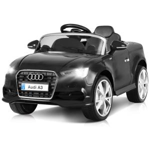 Ride Carrinho, Carro Elétrico Audi A3, 1 lugar, 12V, com controle remoto, USB MP3, 4 km por hora, 3 a 7 anos, COSTZON, Preto