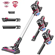 Aspirador de Pó Sem Fio Foppapedretti 20000PA 200W 110V Vermelho com Acessórios Multifuncional