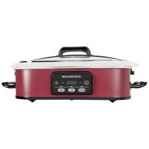 Panela Elétrica Programável 3,7L com Assadeira de Cerâmica e Display LED, 110V 260W, MAGNIFIQUE, Vermelho