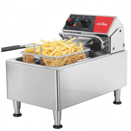 Fritadeira Elétrica Profissional Grande Capacidade até 5,8 kg, Aço Inoxidável, 110V 1800W, CROSSON , Prata