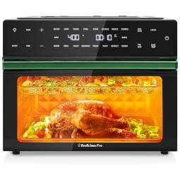 Forno Elétrico de Bancada 19 em 1, 30L com Espeto Giratório, e Tecnologia Max Crispy Flavor-Lock, 110V 1800W, Beelicious Pro, Preto e Verde