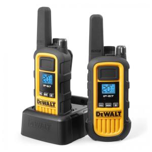 Kit 2 Rádio Walkie Talkie 2W Bidirecionais de Longo Alcance e Recarregável, DEWALT DXFRS800
