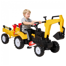 Escadeira Infantil com Buzina e Reboque Destacável, 6 Rodas, Aosom, Amarelo