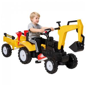 Escadeira Infantil com Buzina e Reboque Destacável, 6 Rodas, Aosom, Amarelo