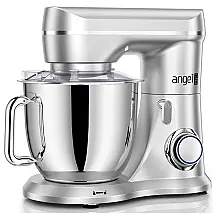 Batedeira 4,7L com 10 Velocidades, Tigela de Aço Inoxidável e Acessórios, 110V 380W, Mini Angel, Prata