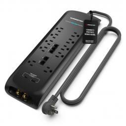 Protetor Contra Picos de Energia e Raios para Eletrodomésticos com 10 Portas CA e 1 USB 1C, 110v, MONSTER 5006, Preto