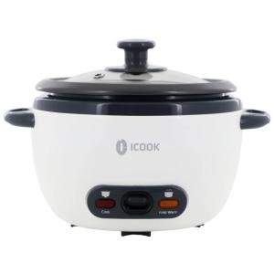 Panela de Arroz Elétrica 1,8 Litros de Capacidade com Tampa de Vidro, 110V 700W, ICOOK, Branco