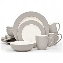 Conjunto de Jantar Noritake 16 Peças em Cerâmica Bege, Redondo, Sem BPA – Elegância e Sofisticação para Sua Mesa