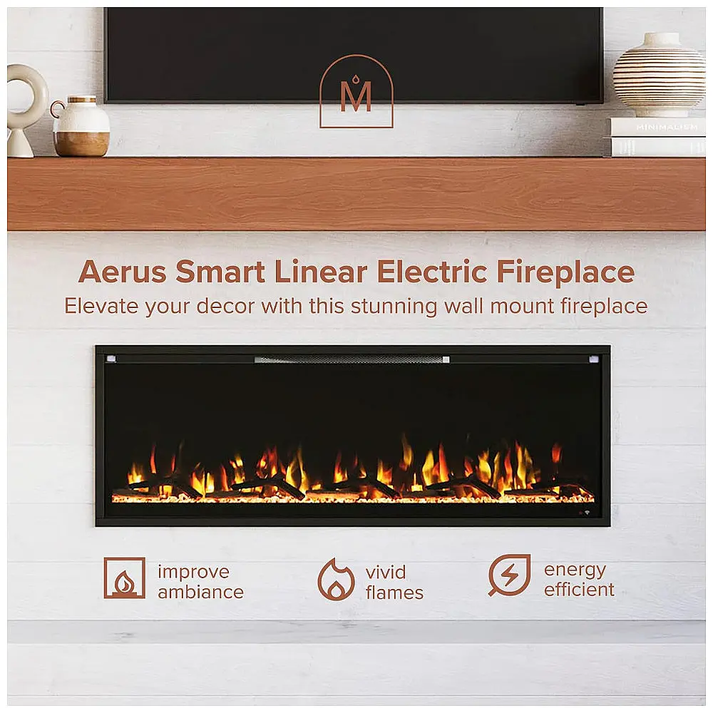 Lareira Elétrica de Embutir A44x127L com Controle por APP e Chamas Multicoloridas, 110V 1500W, Modern Ember, Preta — foto 2