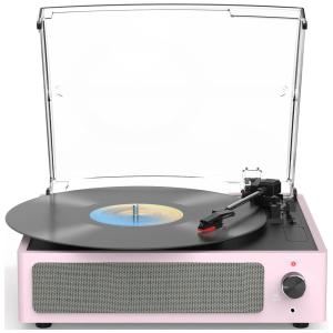 Toca-discos para Vinil com Alto-falantes Bluetooth, Design Elegante em Rosa Claro - WOCKODER