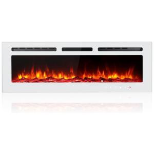 Lareira Elétrica de Embutir A43x127L com Controle Remoto, 110V 1500W, Maxhonor, Branco