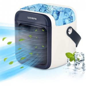 LISOPO Climatizador Portátil Recarregável com Luz LED em 7 Cores, Branco