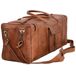 Bolsa de Viagem Masculina s Clássica de Couro, KOMALS PASSION LEATHER, Marrom