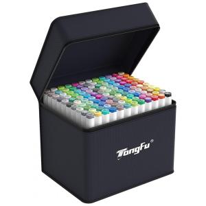 Kit de Canetas Profissionais com Pontas Duplas e Bolsa para Transporte, 120 Peças, TongFu