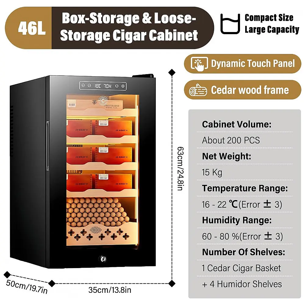 Humidor para Charutos Elétrico PRECISTECH Preto 46 Litros 200 Charutos Termoelétrico 110V — foto 2