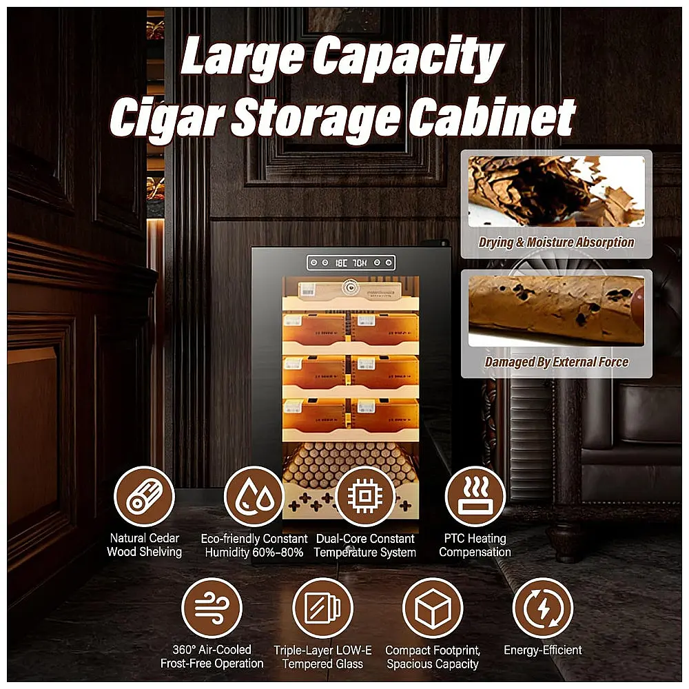 Humidor para Charutos Elétrico PRECISTECH Preto 46 Litros 200 Charutos Termoelétrico 110V — foto 3
