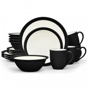 Aparelho de Jantar para Todas as Ocasiões com 16 Peças, Formato Redondo e Material de Cerâmica, Noritake, Preto