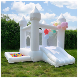 Casa de Pula-Pula Branca com Soprador - Brinquedo Inflável Infantil de Material Extra Grosso Costurado para Maior Durabilidade,POYOUNGHU