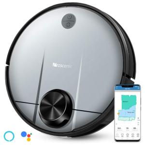 Aspirador de Pó Robô e Esfregão Inteligente Wi Fi Controle de Voz, Mapeamento, 2000 Pa, PROSCENIC M6 PRO, Cinza