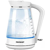 Chaleira Elétrica 1.7L em Aço Inoxidável com Desligamento Automático e Proteção Contra Fervura, 1500W, Branca, 110v, HOMEART, Branco