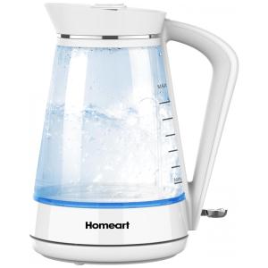 Chaleira Elétrica 1.7L em Aço Inoxidável com Desligamento Automático e Proteção Contra Fervura, 1500W, Branca, 110v, HOMEART, Branco