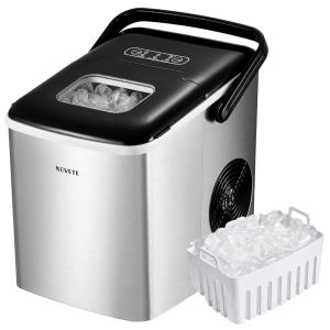 NOVETE Máquina de Gelo Automática Portátil até 11 kg de Gelo em 24h, 110V, Prata