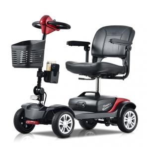 Cadeira de Rodas Elétrica 4 rodas, Leve e Dobrável, para Adultos/Idosos, Bateria de Longa Duração, Absorção de Choques, Cesto e Luz