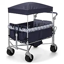Carrinho Wagon Safety 1st Summit Azul Marinho 4 Lugares com Toldo e Arnês de 5 Pontos