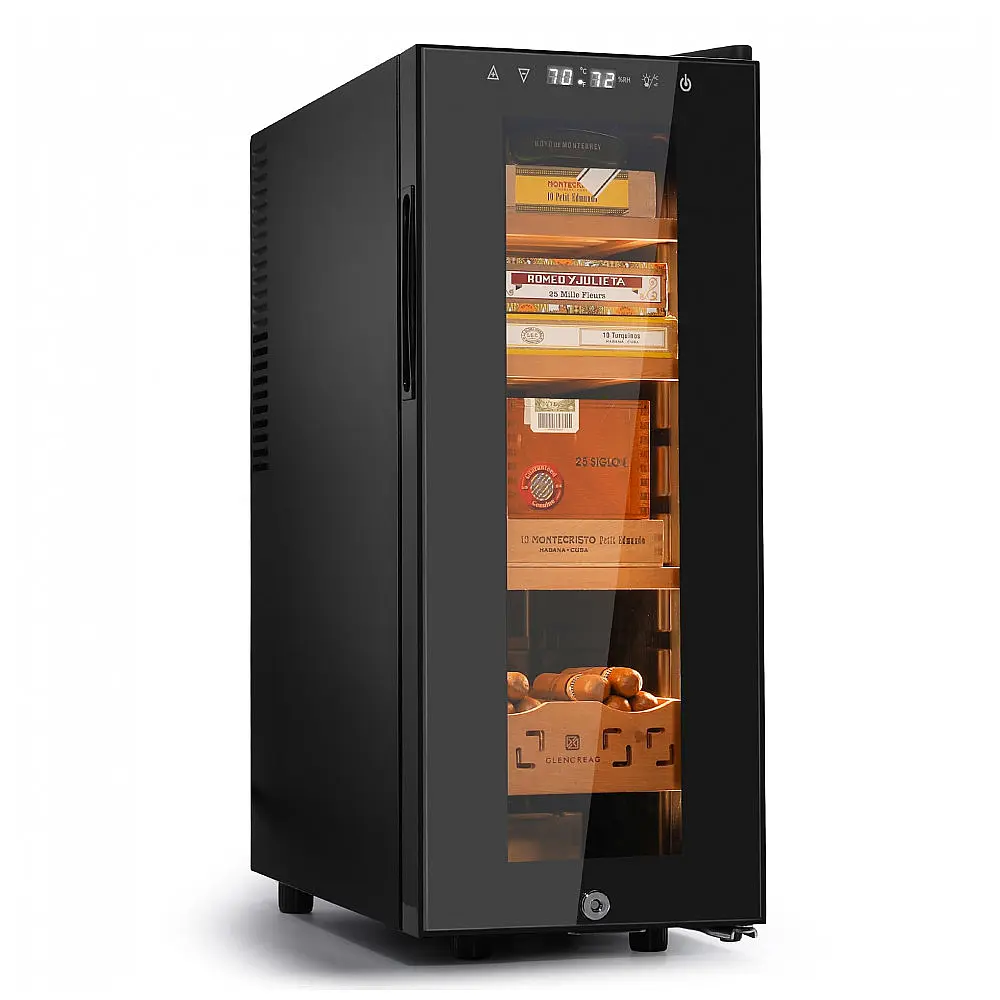 Humidor Elétrico Glencreag 35L Preto Controle Digital Temperatura Umidade 110V