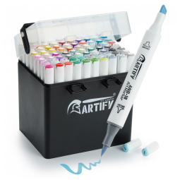 Kit de Canetas Profissionais com Pontas Duplas e Bolsa para Transporte, 80 Peças, ARTIFY