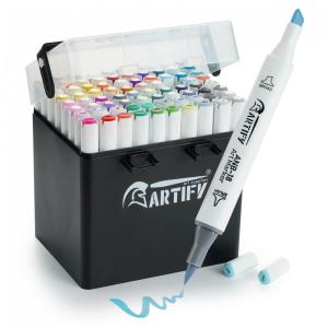 Kit de Canetas Profissionais com Pontas Duplas e Bolsa para Transporte, 80 Peças, ARTIFY