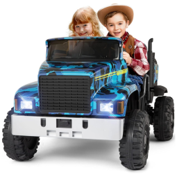 Caminhão Elétrico Infantil 2 Assentos com 3 Velocidades e Bluetooth, 24V, JOYLDIAS, Azul