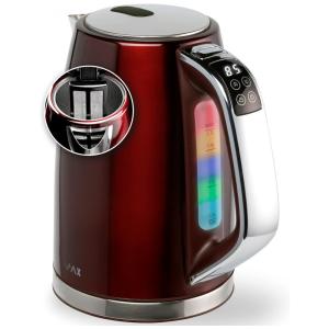 Chaleira Elétrica Max MXEK01S02 1.7L em Aço Inoxidável com Desligamento Automático e Proteção Contra Fervura, 110V 1500W, Vermelha